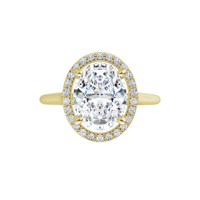 Yellow Gold Oval Engagement Ring with Halo