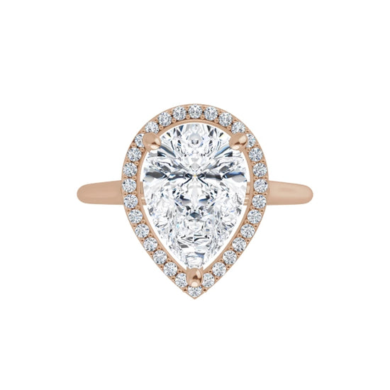 Rose Gold Pear Engagement Ring with Halo