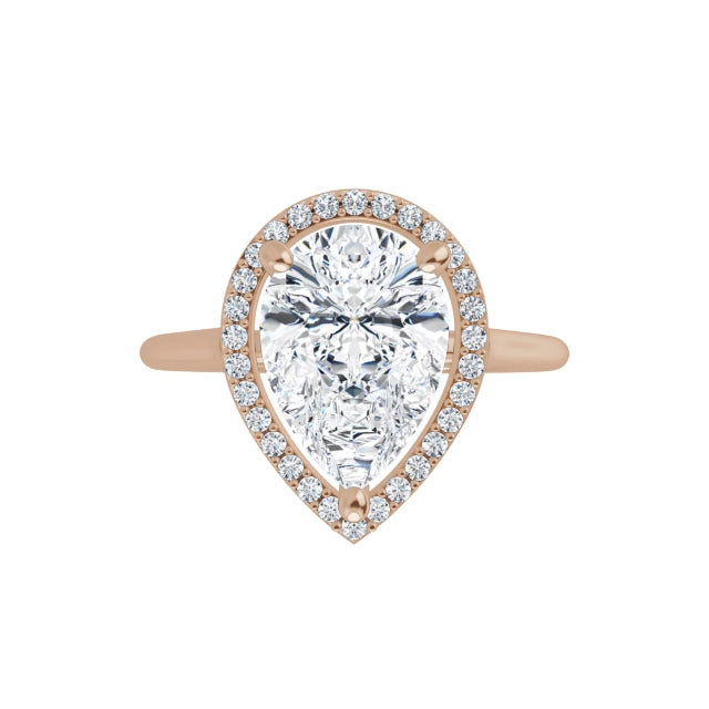 Rose Gold Pear Engagement Ring with Halo