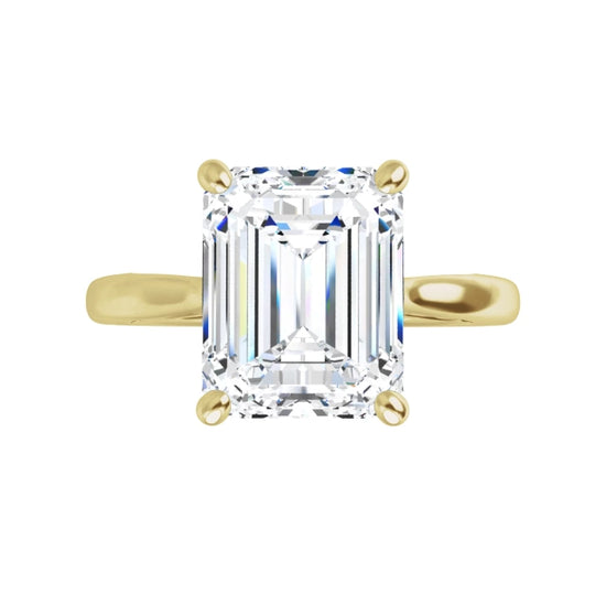 Yellow Gold Emerald Cut Solitaire Engagement Ring