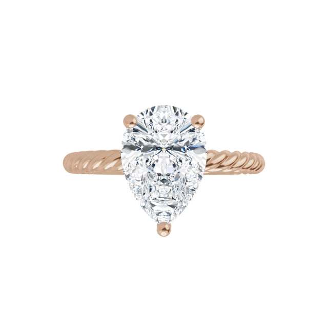 Rose Gold Pear Solitaire Engagement Ring