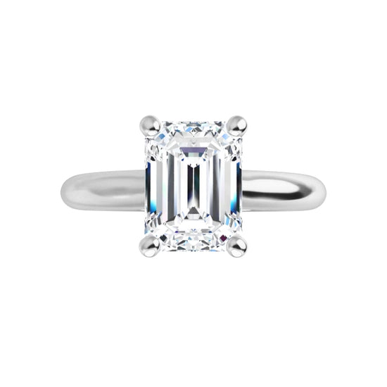White Gold Emerald Solitaire Engagement Ring