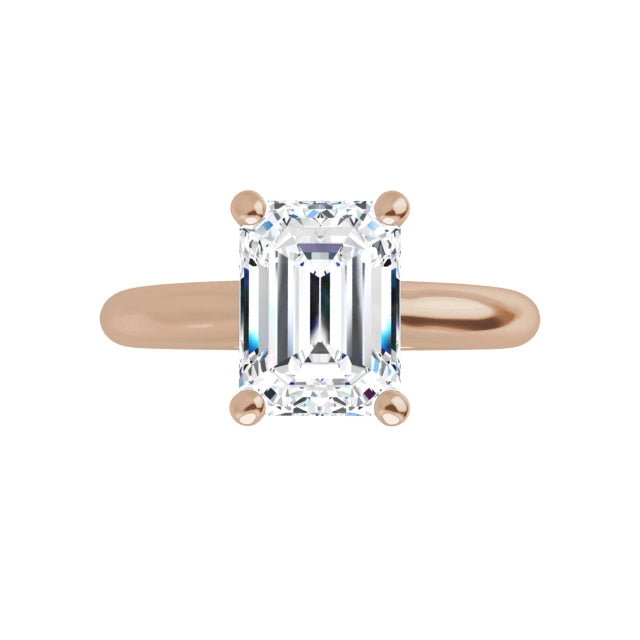 Rose Gold Emerald Solitaire Engagement Ring