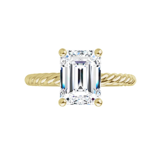 Yellow Gold Emerald Solitaire Engagement Ring