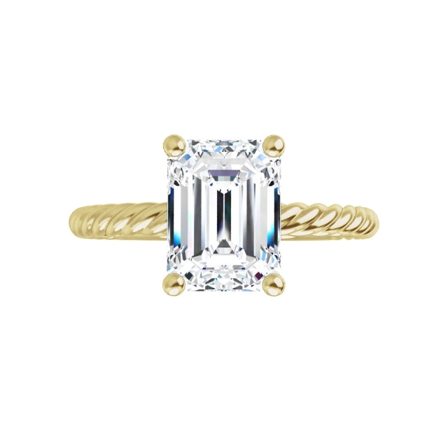 Yellow Gold Emerald Solitaire Engagement Ring