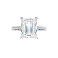 White Gold Emerald Cut Engagement Ring With Hidden Halo